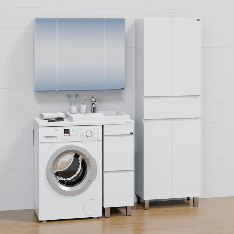 Тумба с раковиной СаНта Марс 29 R под стиральную машину, напольная, 2 ящика, светлая