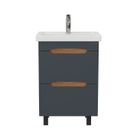 Тумба под раковину без столешницы Onika Айленд 50 напольная, графит, дуб крафт золотой
