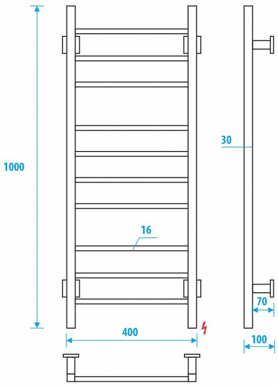 Полотенцесушитель электрический Energy Grand P 100x40