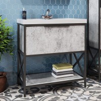 Тумба с раковиной Mixline Бруклин 80 бетон, раковина Fest 80