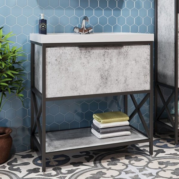 Тумба с раковиной Mixline Бруклин 80 бетон, раковина Fest 80