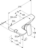 Смеситель для ванны с душем Kludi Ambienta 534450575
