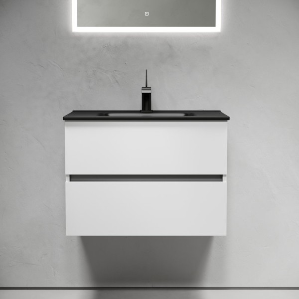 Тумба с раковиной Sancos Urban 70 белый глянец, раковина черная