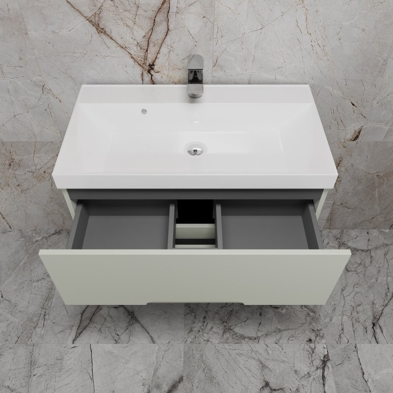 Тумба с раковиной Style Line Матис 80 напольная, олива