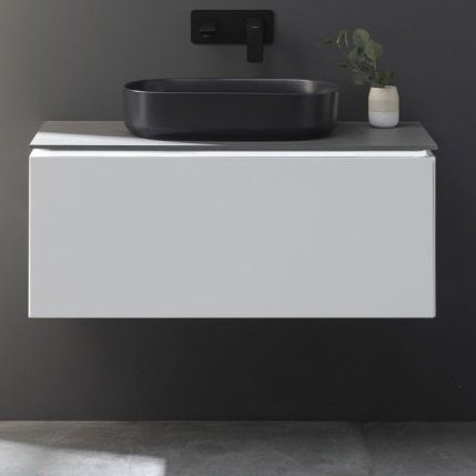 Тумба под раковину со столешницей Allen Brau Infinity 100 1+1, подвесная, белый матовый, столешница графит структ