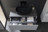 Тумба под раковину со столешницей Allen Brau Infinity 100 1+1, подвесная, белый матовый, столешница графит структ