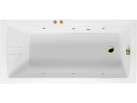 Акриловая ванна Excellent Aquaria Line Nano 160x70 см, встраиваемая, с гидромассажем, белая, с каркасом, со сливом-переливом, фурнитура золото
