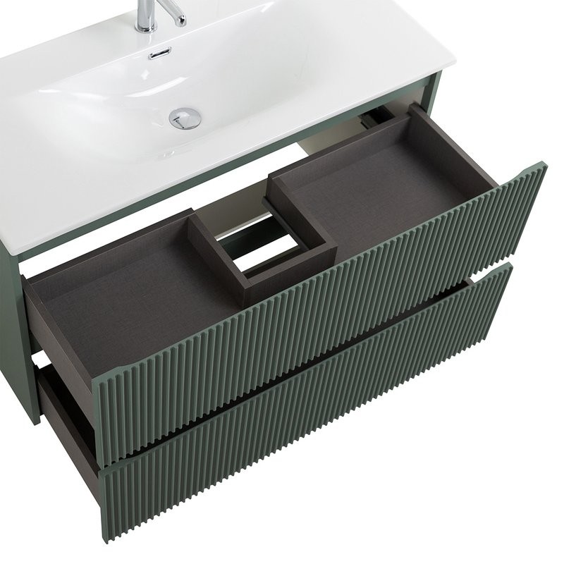 Тумба с раковиной BelBagno Uno 100 подвесная, 2 ящика, матовая еловая