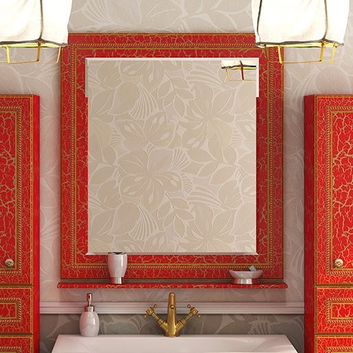 Зеркало Misty Fresko 75 красное краколет, с полкой