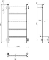 Полотенцесушитель электрический Grota Simple K 430х800 NP EL 80x45 см, подключение справа, слева, скрытое подключение справа, глянцевый хром, лесенка