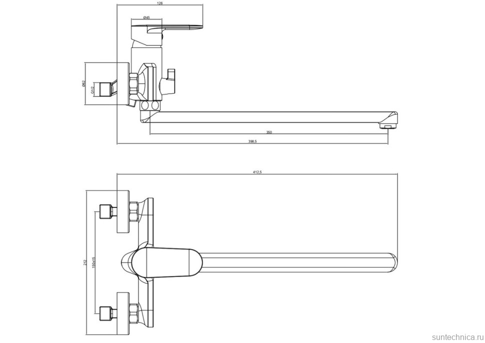 Смеситель с длинным изливом для ванны AQUATEK Ника AQ1833CR хром