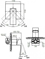 Встраиваемый смеситель для душа и ванны Cezares Quattro C DI-01 С ВНУТРЕННЕЙ ЧАСТЬЮ