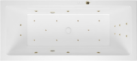 Акриловая ванна Excellent Heaven Slim Ultra 180x80 см, встраиваемая, с гидромассажем, белая, с каркасом, со сливом-переливом, фурнитура бронза