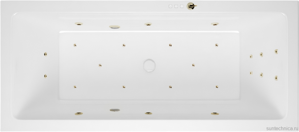 Акриловая ванна Excellent Heaven Slim Ultra 180x80 см, встраиваемая, с гидромассажем, белая, с каркасом, со сливом-переливом, фурнитура бронза