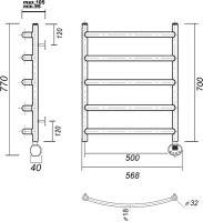 Полотенцесушитель электрический Domoterm Калипсо П5 50x70, золото, R