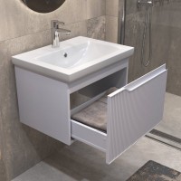 Тумба с раковиной Vigo Neo 60 подвесная, 1 ящик, матовая белая