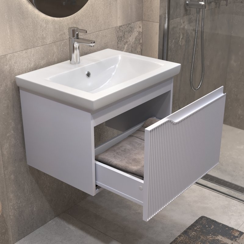 Тумба с раковиной Vigo Neo 60 подвесная, 1 ящик, матовая белая