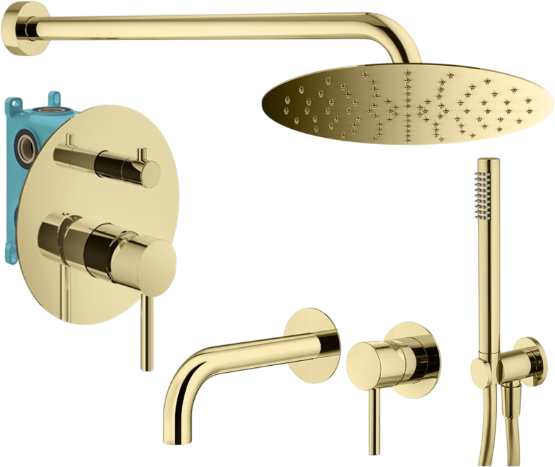 Комплект для ванной Plumberia Selection Ixo KITXO18OR210 С ВНУТРЕННЕЙ ЧАСТЬЮ, золото 24к