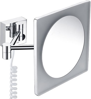 Косметическое зеркало Wasserkraft K-1008 с подсветкой, телескопическое, поворотное, хром