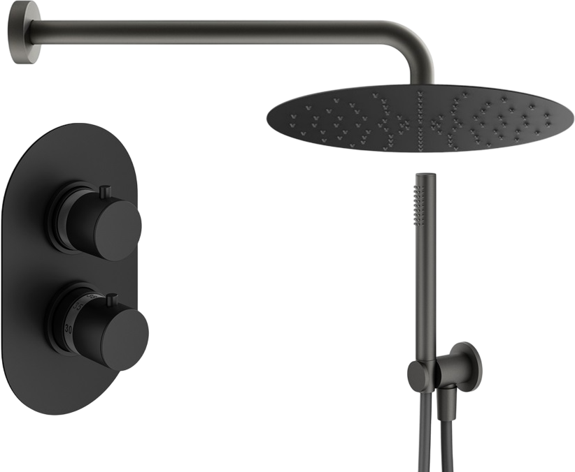 Душевой комплект Plumberia Selection Ixo KITXOT18NO С ВНУТРЕННЕЙ ЧАСТЬЮ, черный матовый