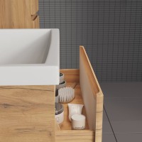 Тумба с раковиной SanStar Riana 50 подвесная, дуб крафт золотой, раковина Фостер 50