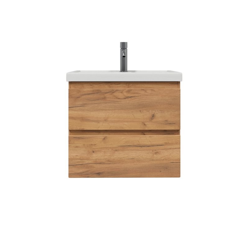 Тумба с раковиной SanStar Riana 50 подвесная, дуб крафт золотой, раковина Фостер 50