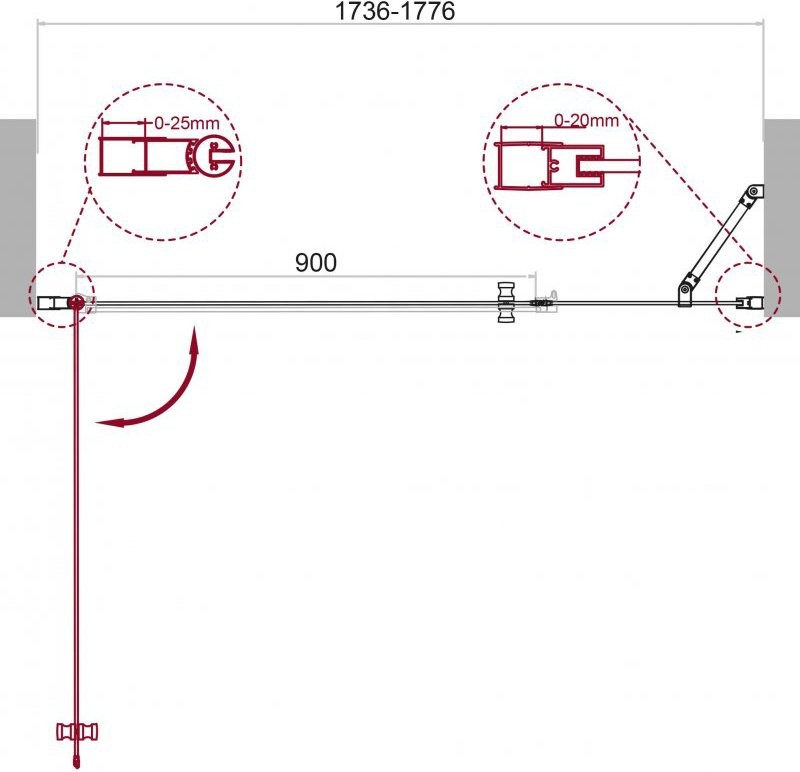 Душевая дверь в нишу BelBagno Etna B-11-80+100-C-Cr