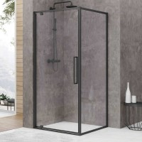 Душевой уголок Black&White Stellar Wind S877 Black 100х100, профиль черный матовый, стекло прозрачное