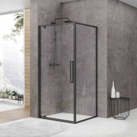Душевой уголок Black&White Stellar Wind S877 Black 100х100, профиль черный матовый, стекло прозрачное