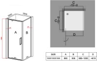 Душевой уголок Black&White Stellar Wind S877 Black 100х100, профиль черный матовый, стекло прозрачное