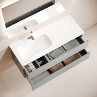 Тумба с раковиной Sancos Folk 120 L подвесная, 2 ящика, ergraut soft