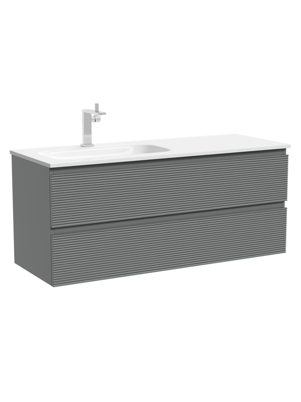 Тумба с раковиной Sancos Folk 120 L подвесная, 2 ящика, ergraut soft