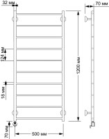 Полотенцесушитель электрический Secado Триада 1 125x55 см, подключение слева, бронза, лесенка, латунь