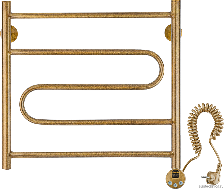 Полотенцесушитель электрический Secado Валенсия 2 65x55 см, подключение справа, бронза, лесенка, латунь