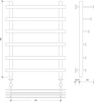 Полотенцесушитель водяной Secado Понтида 7 СП 80x60 см, хром, лесенка, с полкой