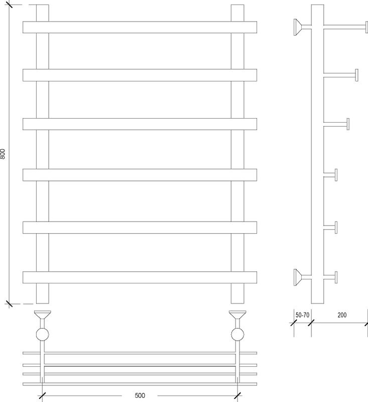 Полотенцесушитель водяной Secado Понтида 7 СП 80x60 см, хром, лесенка, с полкой