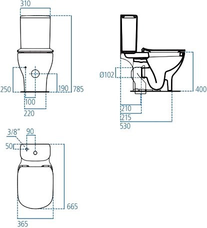 Унитаз-компакт напольный Ideal Standard Tesi AquaBlade T008701 безободковый, с микролифтом