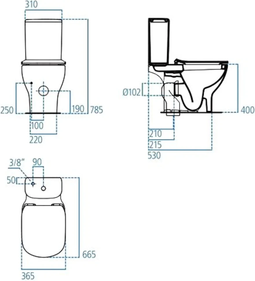 Унитаз-компакт напольный Ideal Standard Tesi AquaBlade T008701 безободковый, с микролифтом