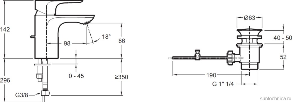 Смеситель для раковины Jacob Delafon Aleo E72275-4-CP