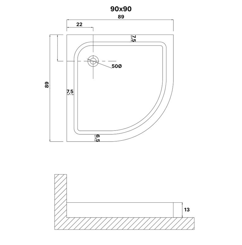 Поддон для душа Niagara Eco NG-P9090-14 90х90 см, белый