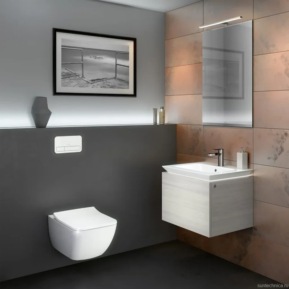 Унитаз подвесной Villeroy & Boch Venticello 4611RSR1 безободковый, Ceramicplus
