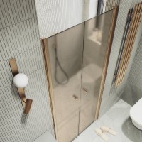 Душевая дверь в нишу Maybahglass MGD-433-2 80 см, профиль матовая бронза, стекло бронза матовая