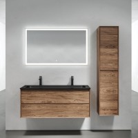 Мебель для ванной комнаты Sancos Marmi 2.0 120 черная раковина, на двоих, дуб чарльстон