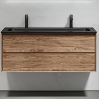 Мебель для ванной комнаты Sancos Marmi 2.0 120 черная раковина, на двоих, дуб чарльстон