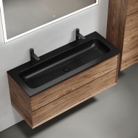 Мебель для ванной комнаты Sancos Marmi 2.0 120 черная раковина, на двоих, дуб чарльстон