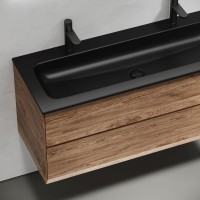 Мебель для ванной комнаты Sancos Marmi 2.0 120 черная раковина, на двоих, дуб чарльстон
