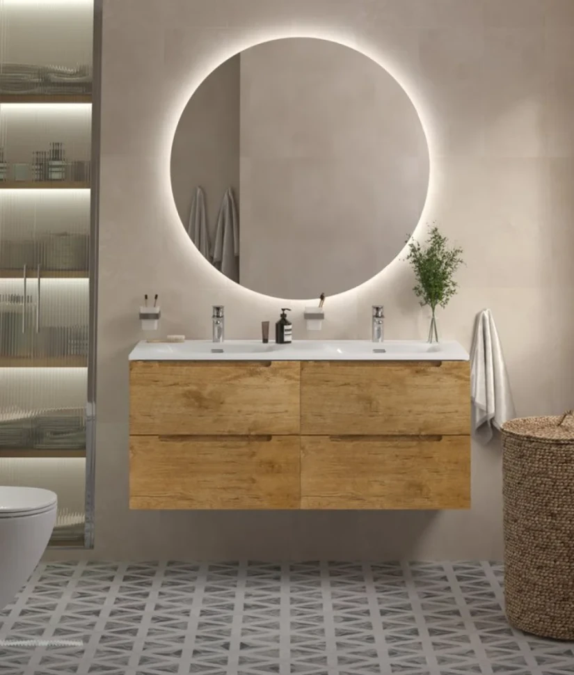 Мебель для ванной комнаты BelBagno Etna 120 для двоих, rovere nature, раковина BB-8099-120-2