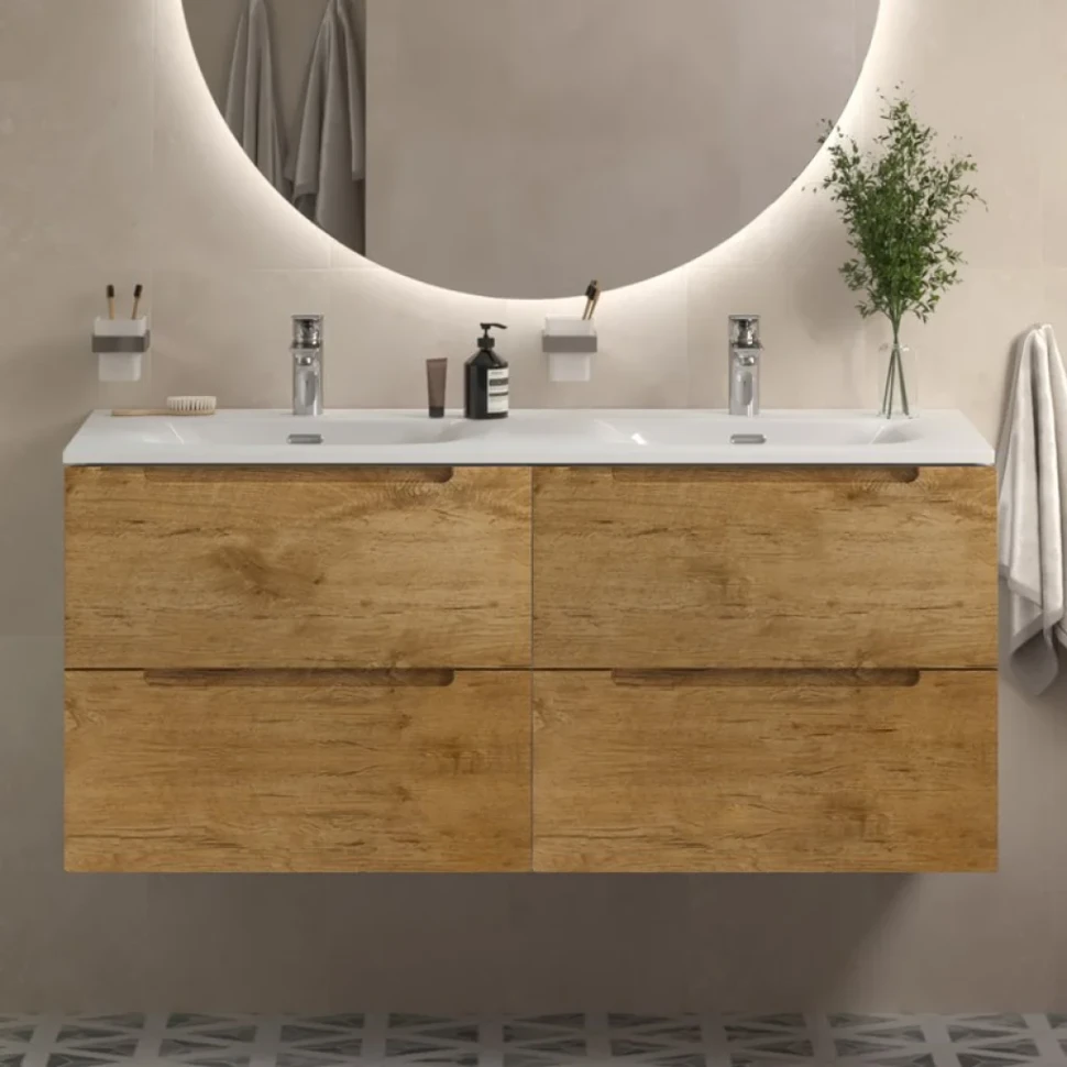 Мебель для ванной комнаты BelBagno Etna 120 для двоих, rovere nature, раковина BB-8099-120-2