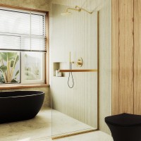 Душевая перегородка Maybahglass MGD-714-3у 119 см, профиль золото, стекло прозрачное