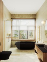 Душевая перегородка Maybahglass MGD-714-3у 119 см, профиль золото, стекло прозрачное